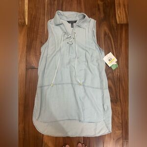 Ellen Tracy Light Blue Sleeveless Top